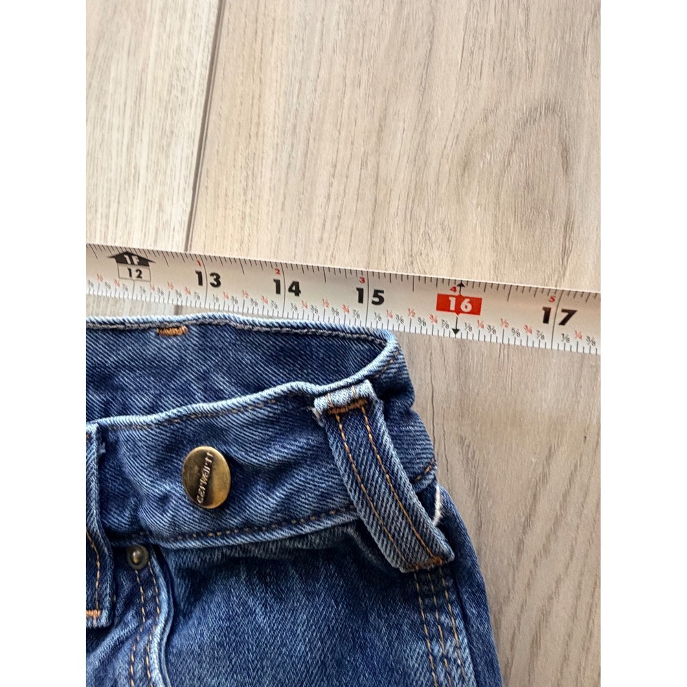 Carhartt Double Knee Logger Jeans Mens 31x28 Blue Distressed Raw Hem B07 STW - Picture 6 of 9